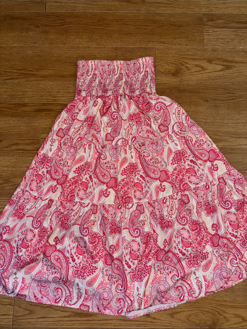 Pink Paisley Tiered Maxi Skirt